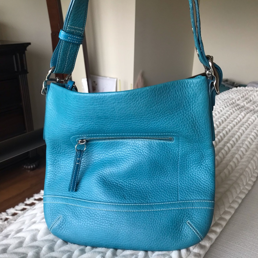 Coach Vintage Legacy Leather Slim Duffle Shoulder Crossbody Purse Blue 1427 Y2K - Picture 6 of 16